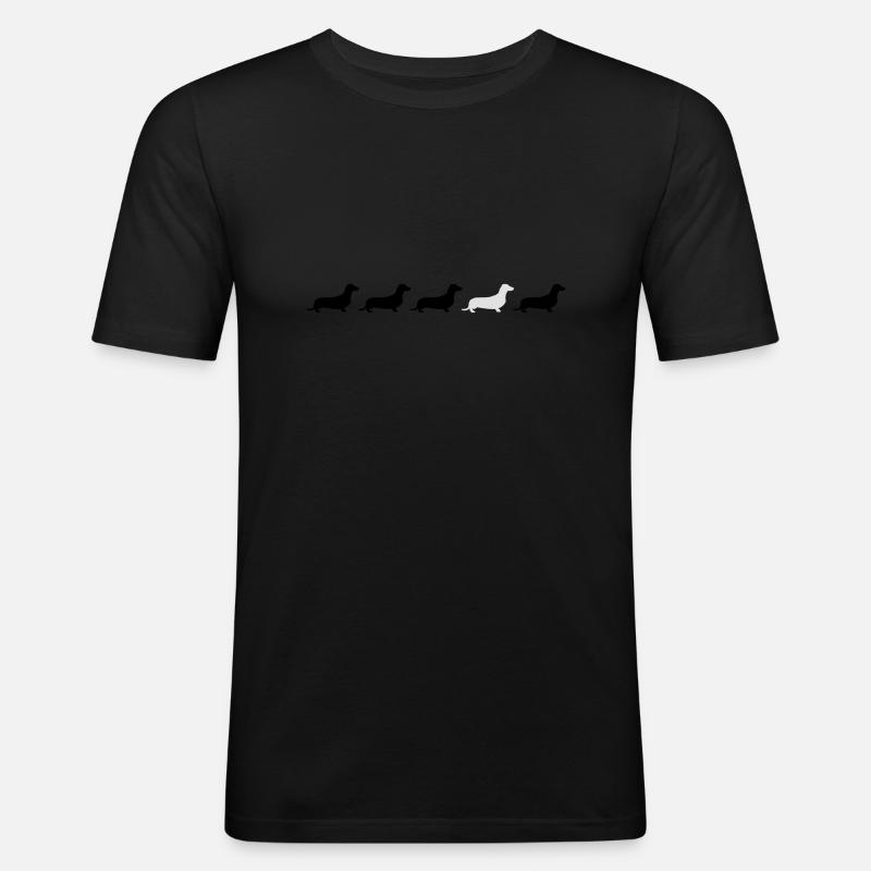 teckel - T-shirt près du corps Homme - noir
