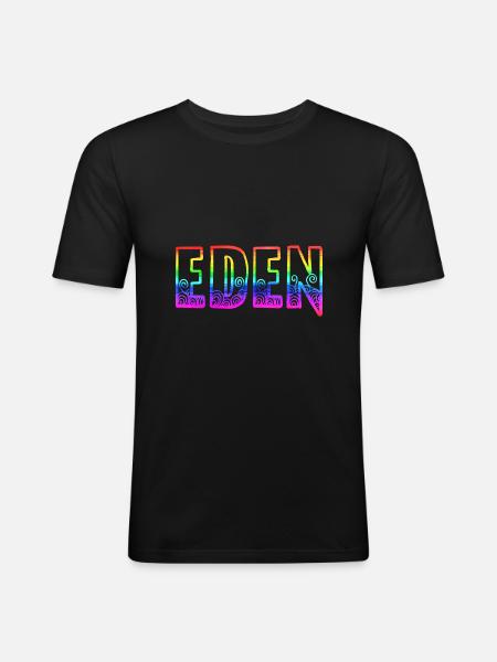 eden rs regenbogen - Männer Slim Fit T-Shirt - Schwarz