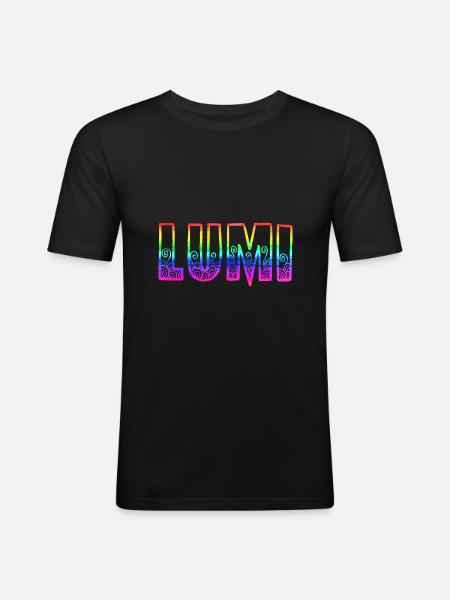 lumi rs regenbogen - Männer Slim Fit T-Shirt - Schwarz