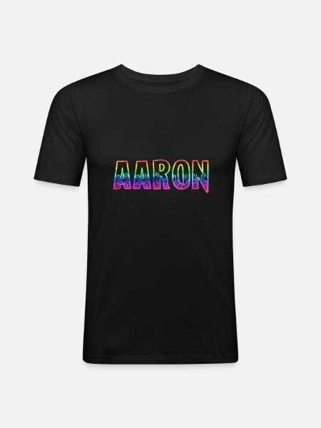 aaron rs rainbow - Men's Slim Fit T-Shirt - black