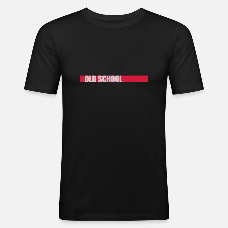 Balken Old School - Männer Slim Fit T-Shirt - Schwarz
