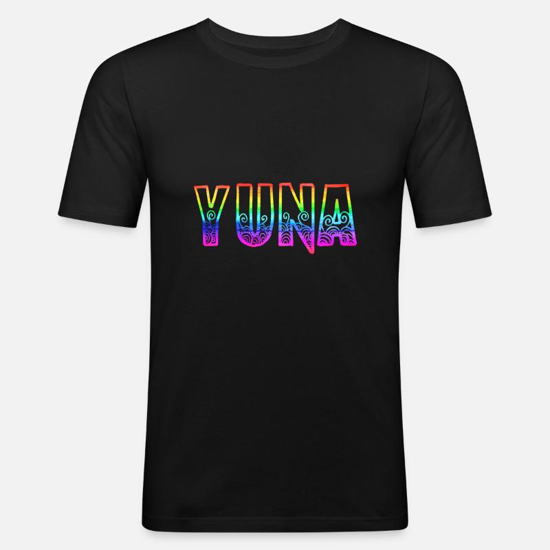 yuna rs regenbogen - Männer Slim Fit T-Shirt - Schwarz