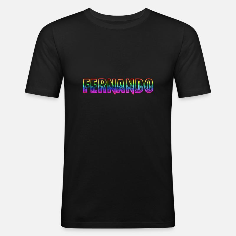 fernando rs regenbogen - Männer Slim Fit T-Shirt - Schwarz