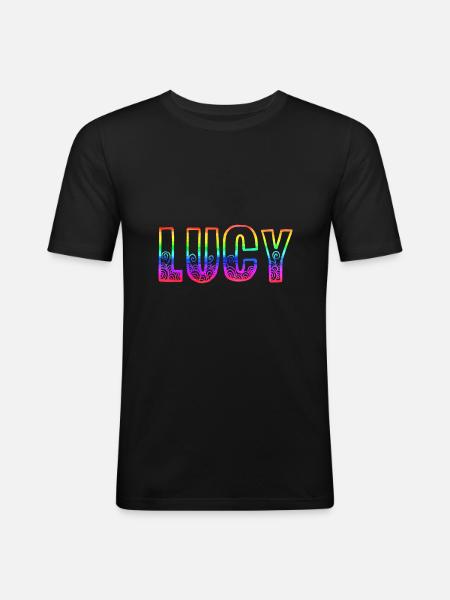 lucy rs rainbow - Men's Slim Fit T-Shirt - black