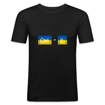 Ctrl - Z / Ctrl moins Z / pas de guerre / Ukraine - Russ - T-shirt près du corps Homme - noir - Devant - Nik (191cm)