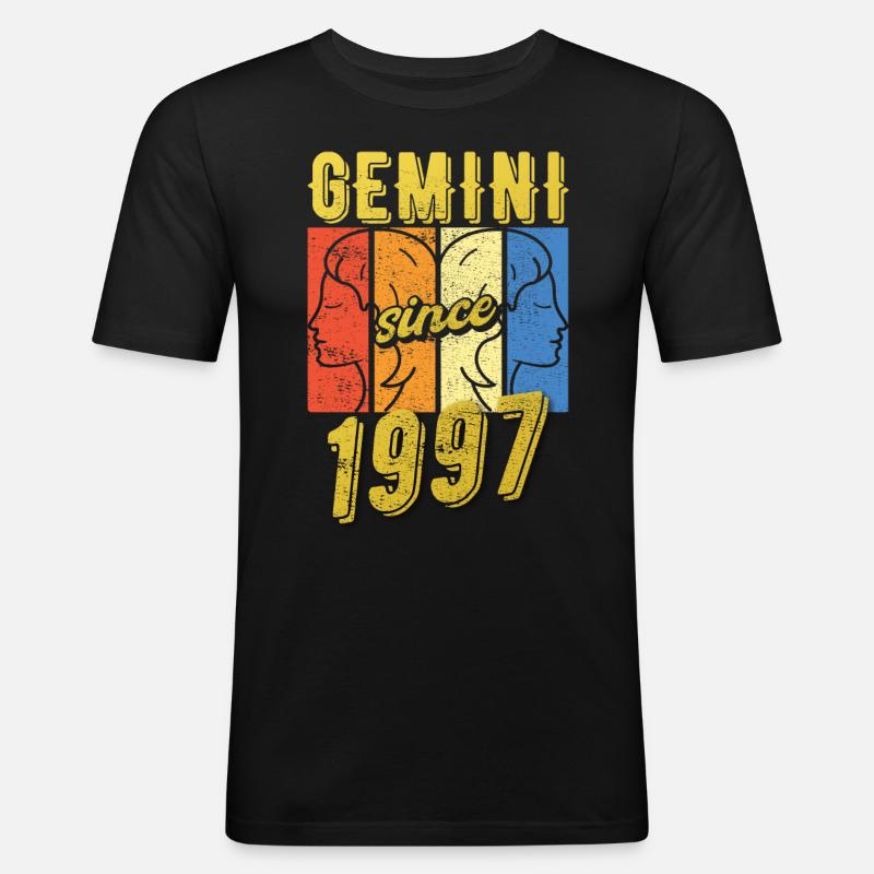 Gemini Sternzeichen 1997 Geschenk - Männer Slim Fit T-Shirt - Schwarz