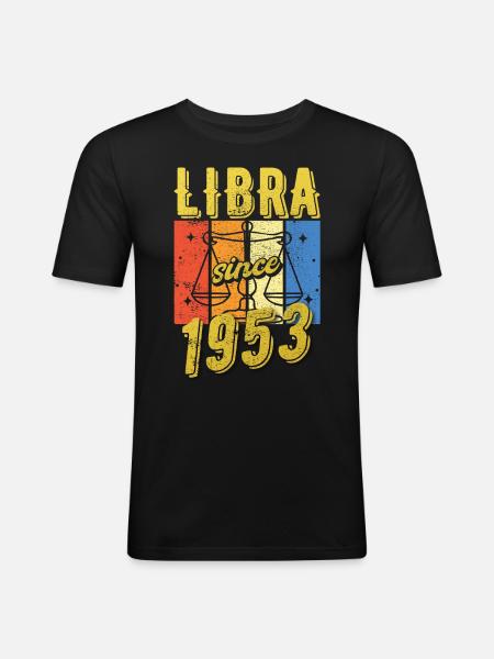 Libra 1953 Zodiac Birthday Gift - Men's Slim Fit T-Shirt - black