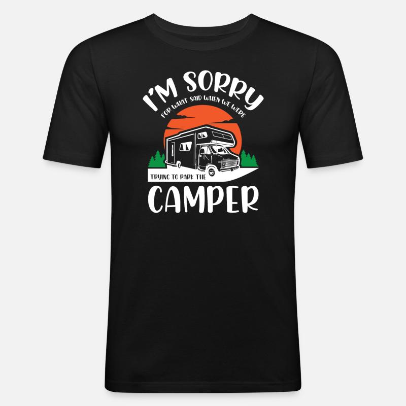 Life Camper Camping - Männer Slim Fit T-Shirt - Schwarz