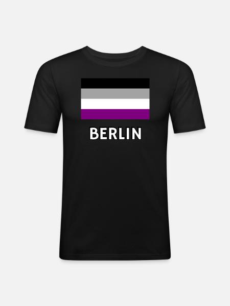 Asexuality Pride Flag Berlin - Men's Slim Fit T-Shirt - black