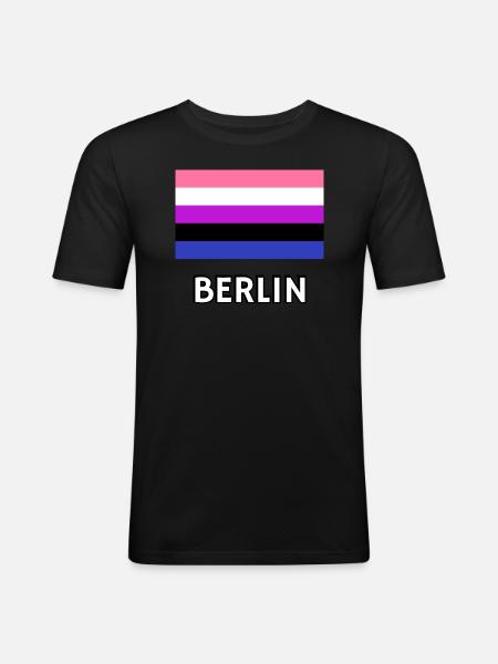 Genderfluid Pride Flag Berlin - Men's Slim Fit T-Shirt - black