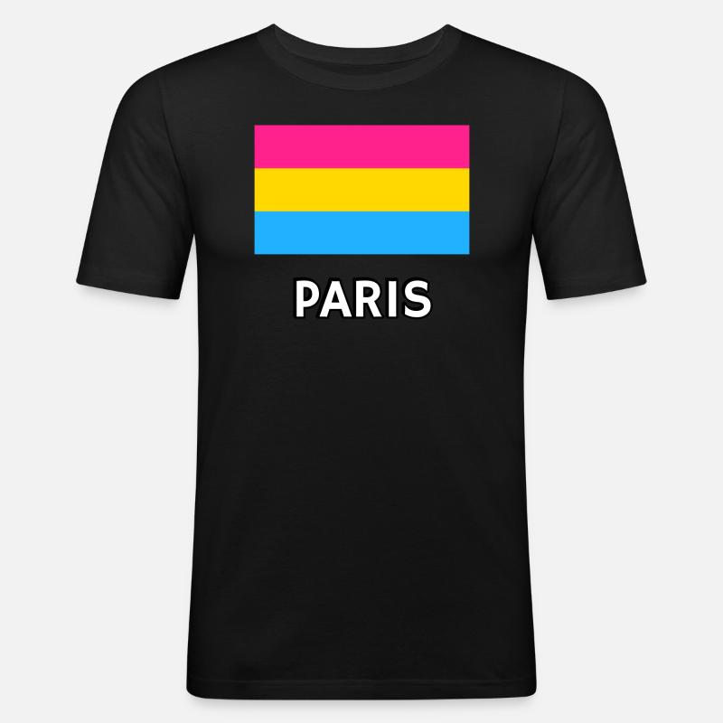 Pan Pride Flagge Paris - Männer Slim Fit T-Shirt - Schwarz