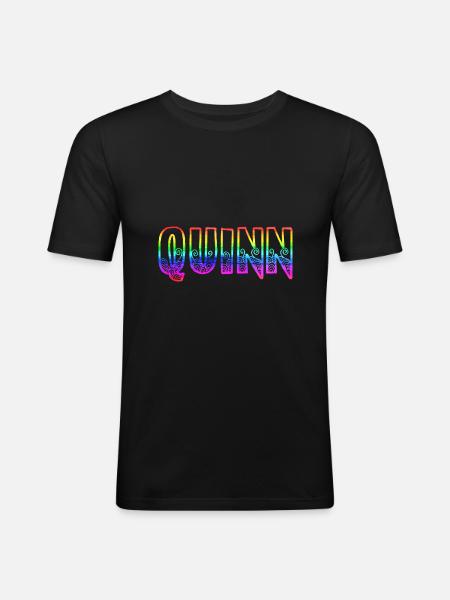 quinn rs rainbow - Men's Slim Fit T-Shirt - black