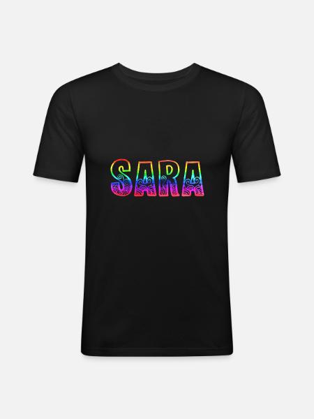 sara rs regenbogen - Männer Slim Fit T-Shirt - Schwarz
