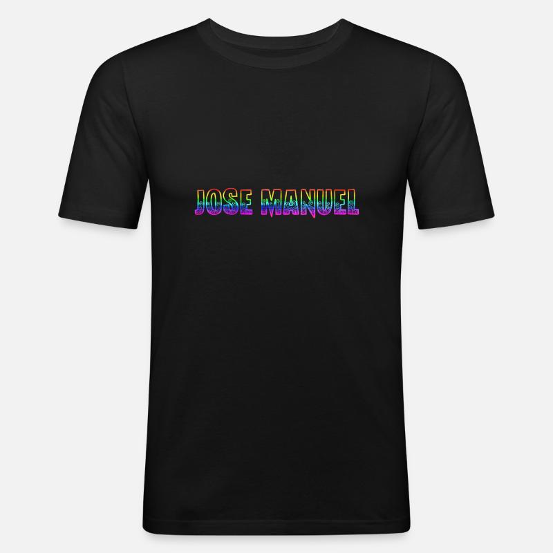 jose manuel rs regenbogen - Männer Slim Fit T-Shirt - Schwarz