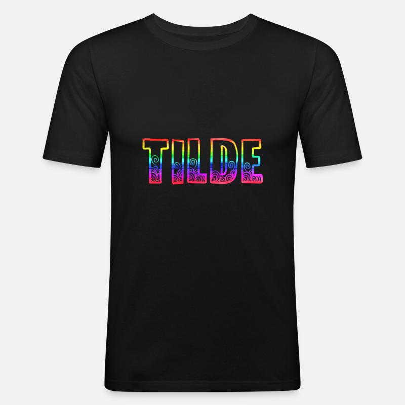 tilde rs regenbogen - Männer Slim Fit T-Shirt - Schwarz