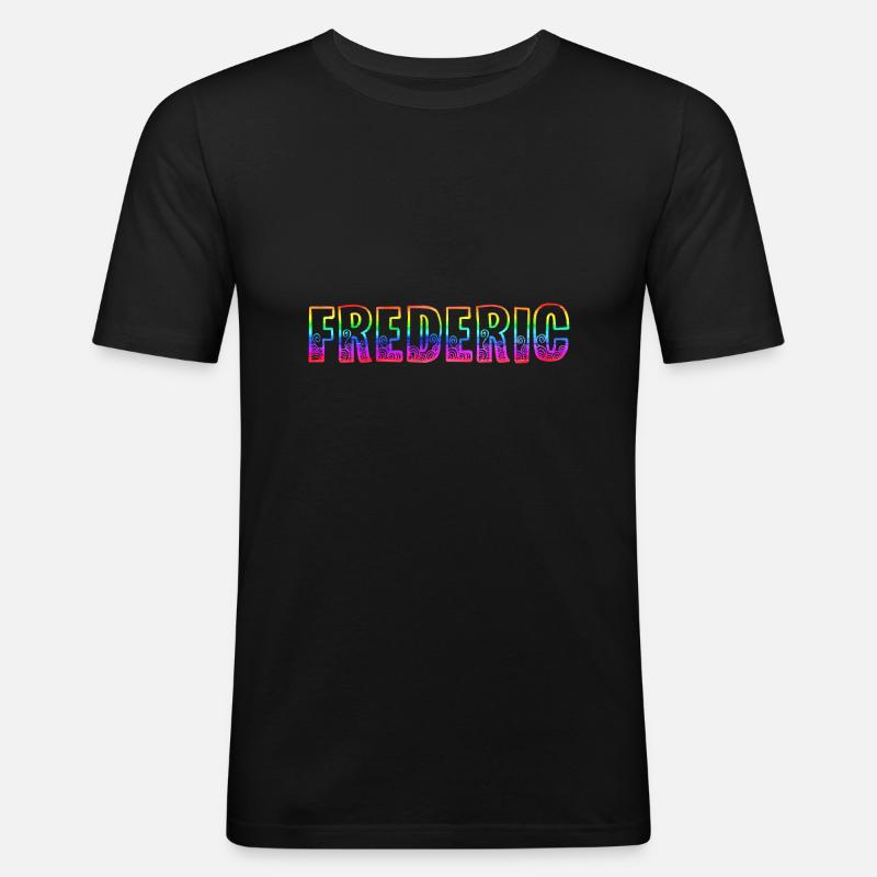 frederic rs regenbogen - Männer Slim Fit T-Shirt - Schwarz
