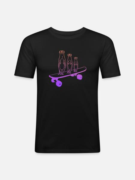 Skateboard Erdmännchen Skater Skateboarding - Männer Slim Fit T-Shirt - Schwarz