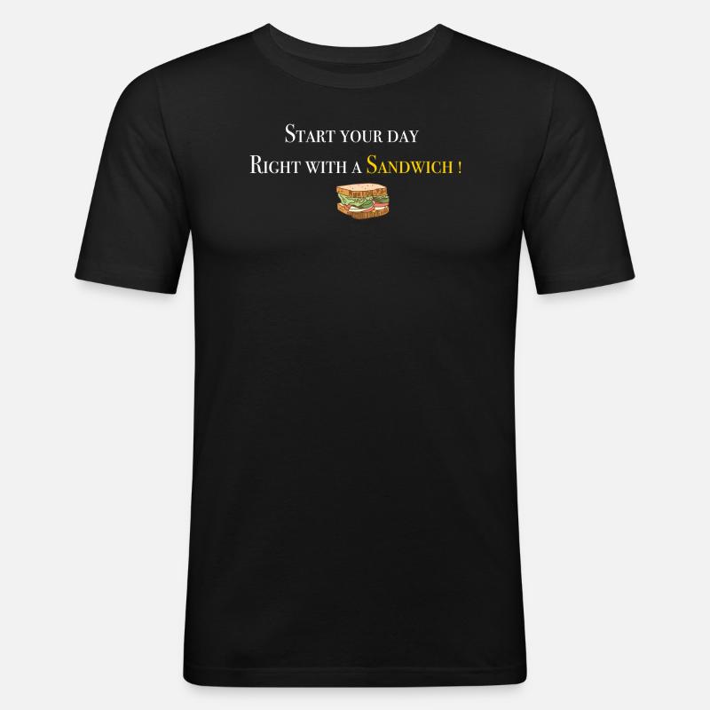 Start with Sandwich 2 - Männer Slim Fit T-Shirt - Schwarz