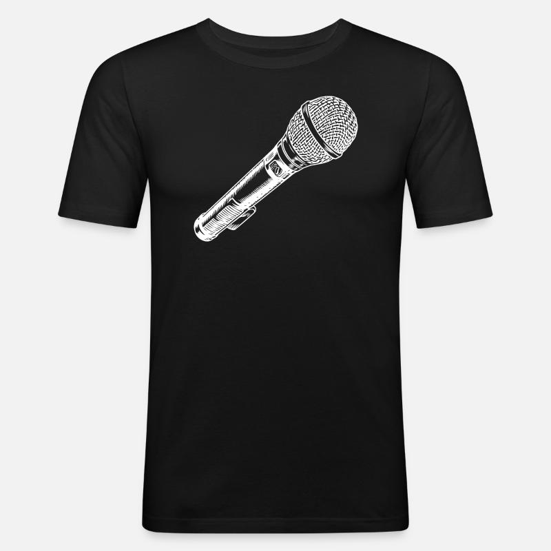Mikrofon Hand gezeichnet - Männer Slim Fit T-Shirt - Schwarz