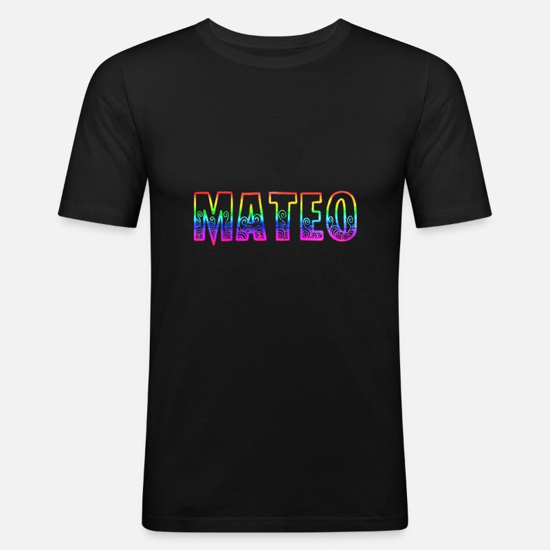 mateo rs regenbogen - Männer Slim Fit T-Shirt - Schwarz