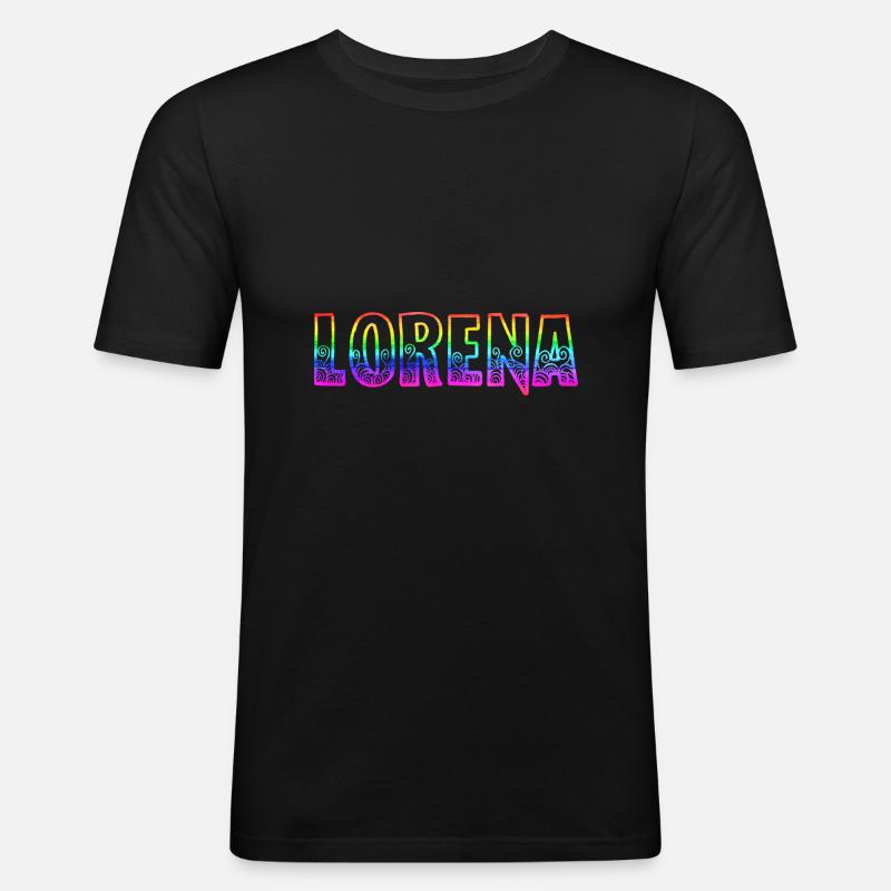 lorena rs regenbogen - Männer Slim Fit T-Shirt - Schwarz