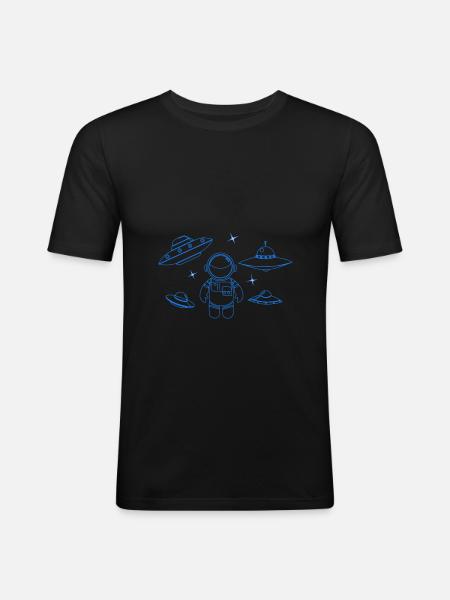 Space blau-transparent - Männer Slim Fit T-Shirt - Schwarz