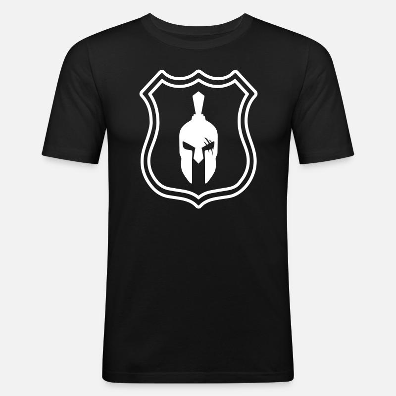 Spartan helmet gladiator crest - Men's Slim Fit T-Shirt - black