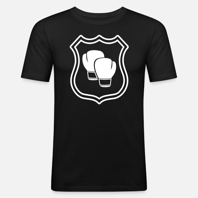 Boxhandschuhe Wappen - Männer Slim Fit T-Shirt - Schwarz