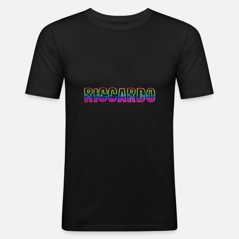 riccardo rs regenbogen - Männer Slim Fit T-Shirt - Schwarz
