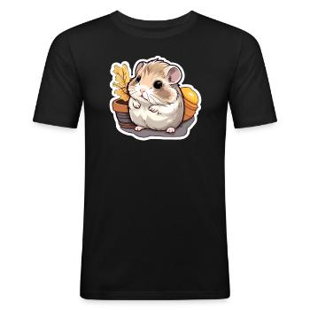 Mignon hamster nain russe | Hamster mignon - T-shirt près du corps Homme - noir - Devant - Nik (191cm)