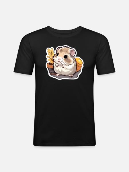 Niedlicher russischer Zwerghamster | Niedlicher Hamster - Männer Slim Fit T-Shirt - Schwarz