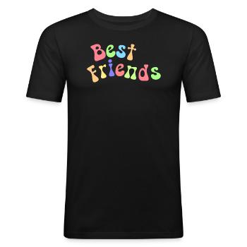 Meilleurs ami - T-shirt près du corps Homme - noir - Devant - Nik (191cm)
