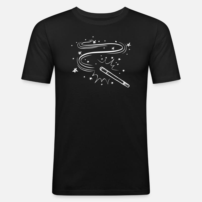 Zauberstab - Männer Slim Fit T-Shirt - Schwarz