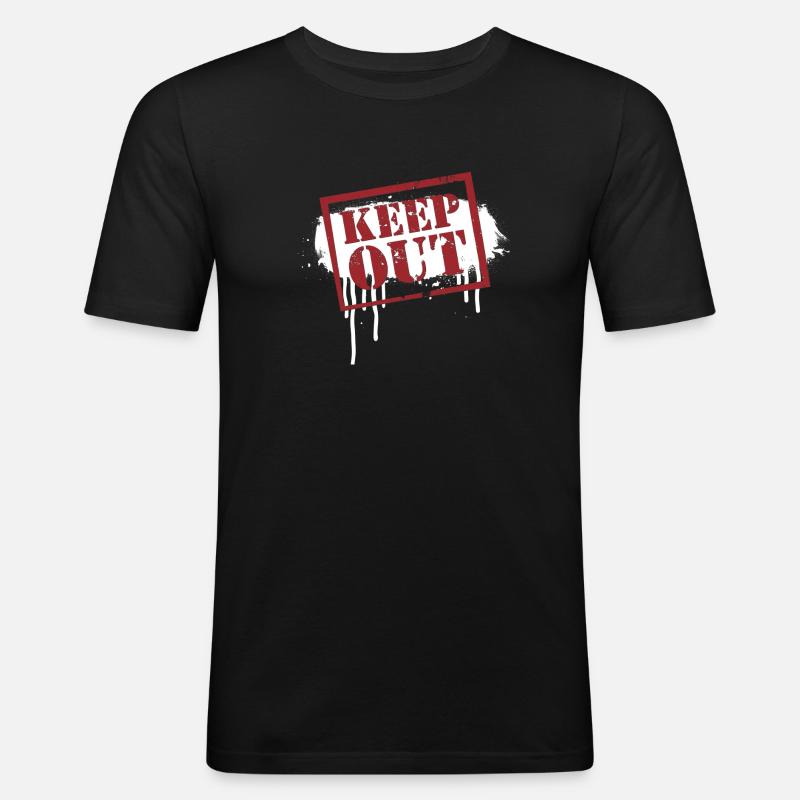 keep out - Männer Slim Fit T-Shirt - Schwarz