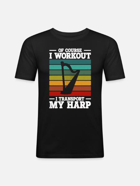 Harfe - Männer Slim Fit T-Shirt - Schwarz