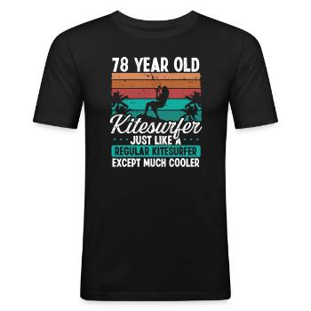 78 Anniversaire Kitesurf 78 ans Kitesurf - T-shirt près du corps Homme - noir - Devant - Nik (191cm)