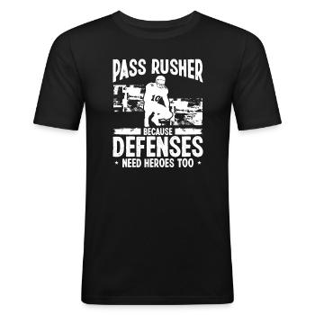 Pass Rusher Defense Player D-Line Run Edge Rusher - Männer Slim Fit T-Shirt - Schwarz - Vorne - Nik (191cm)