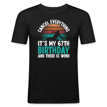67 Year Old Kitesurfer Kiteboarding 67 Birthday - Men's Slim Fit T-Shirt - black - Front - Nik (191cm)