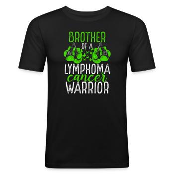 Frère Lymphome Sensibilisation au cancer Frère et sœur Jumeau - T-shirt près du corps Homme - noir - Devant - Nik (191cm)