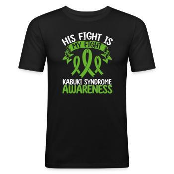 Kabuki Syndrome Ribbon Month His Fight is my Fight - Männer Slim Fit T-Shirt - Schwarz - Vorne - Nik (191cm)
