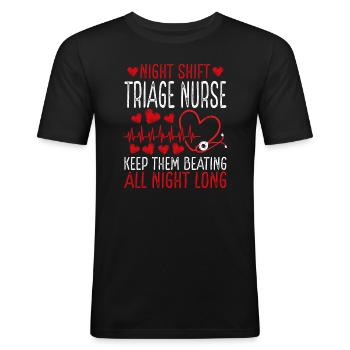 Natvagt triage sygeplejerske Hold dem slå - Herre Slim Fit T-Shirt - sort - Foran - Nik (191cm)