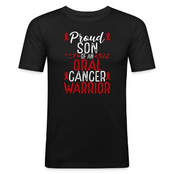 Mouvement de sensibilisation au cancer buccal pour le ruban de son - T-shirt près du corps Homme - noir - Devant - Nik (191cm)