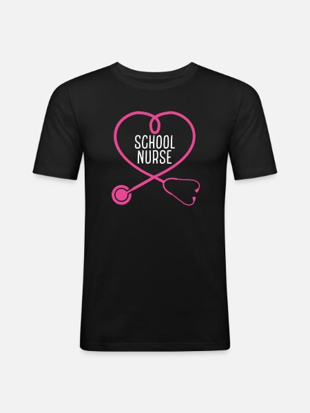 Skolsköterska Stetoskop Uppskattning Hjärta - Slim Fit T-shirt herr - svart