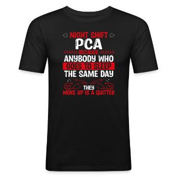 Night Shift Patient Care Assistant - Men's Slim Fit T-Shirt - black - Front - Nik (191cm)