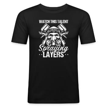 Couches de pulvérisateur de véhicule Peintre automobile - T-shirt près du corps Homme - noir - Devant - Nik (191cm)