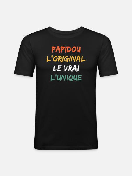 papidou - T-shirt près du corps Homme - noir