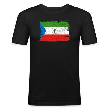 Guinée équatoriale drapeau drapeau paix Vintage - T-shirt près du corps Homme - noir - Devant - Nik (191cm)