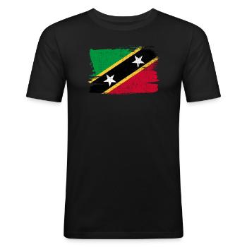 Saint-Kitts-et-Nevis Vintage drapeau drapeau paix - T-shirt près du corps Homme - noir - Devant - Nik (191cm)