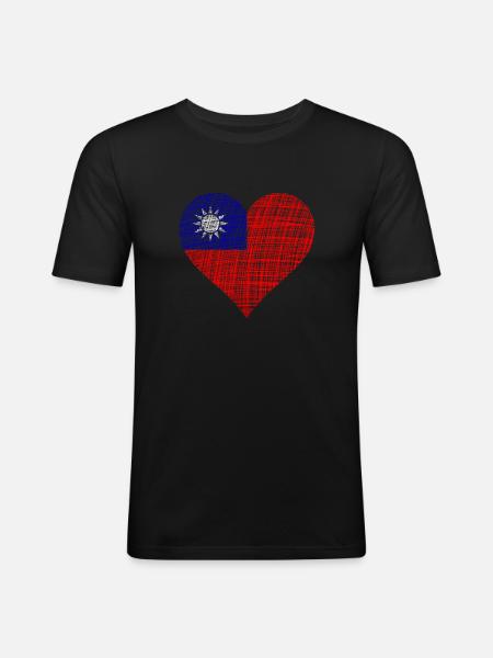 Taiwan - Männer Slim Fit T-Shirt - Schwarz