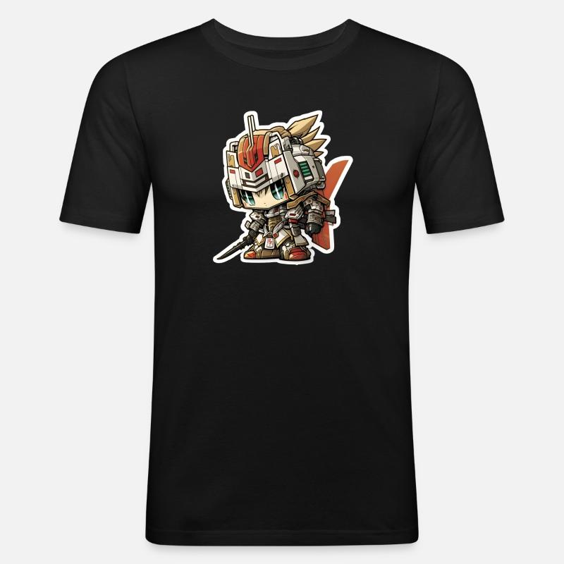 Robot Samouraï Chibi - T-shirt près du corps Homme - noir
